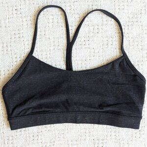 Lululemon Flow Y Nulu Sports Bra Women's Light Support Emboss Black Size 8
